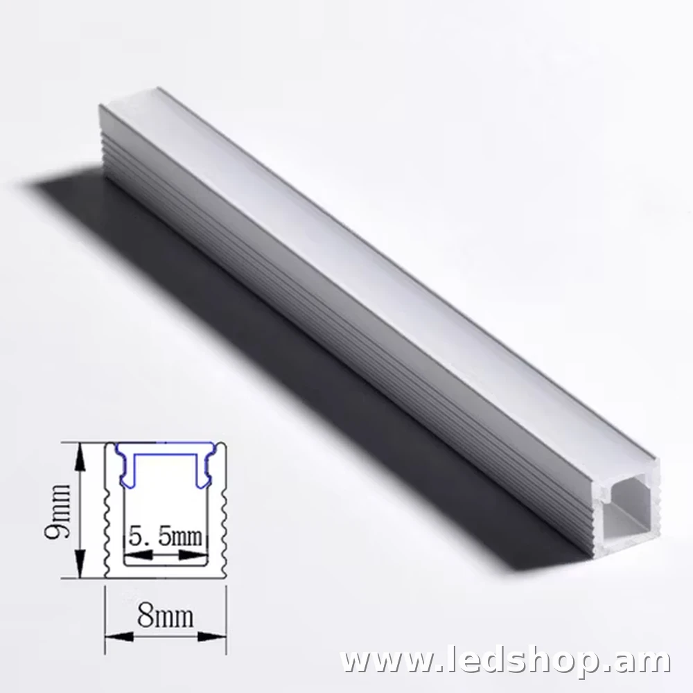 ledshop-aluminum-led-profile-8x9mm-3m LEDSHOP ալյումինե պրոֆիլ LED ժապավենի համար 8x9 մմ, 3 մետր Երևանում